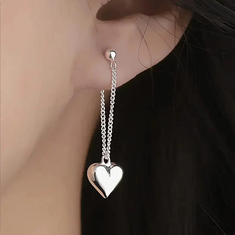 Pearl Drop Earrings for Elegance -Heart Chain Design Earrings