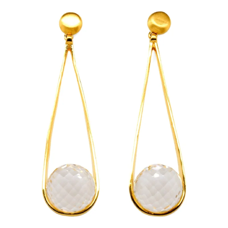 Drop Earrings for Festival Style -Gold Tone Ipanema Crystal Quartz Drop Earrings