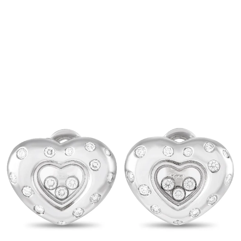 Hypoallergenic Drop Earrings for Sensitive -Chopard Happy Diamonds White Gold 0.94 ct Diamond Heart Earrings CH32-102124