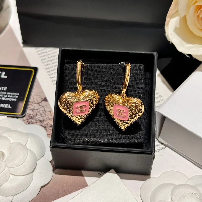 Floral Drop Earrings with Petals -2024 Premium Peach Heart Hook Big Circle Earrings EHHCE296C44