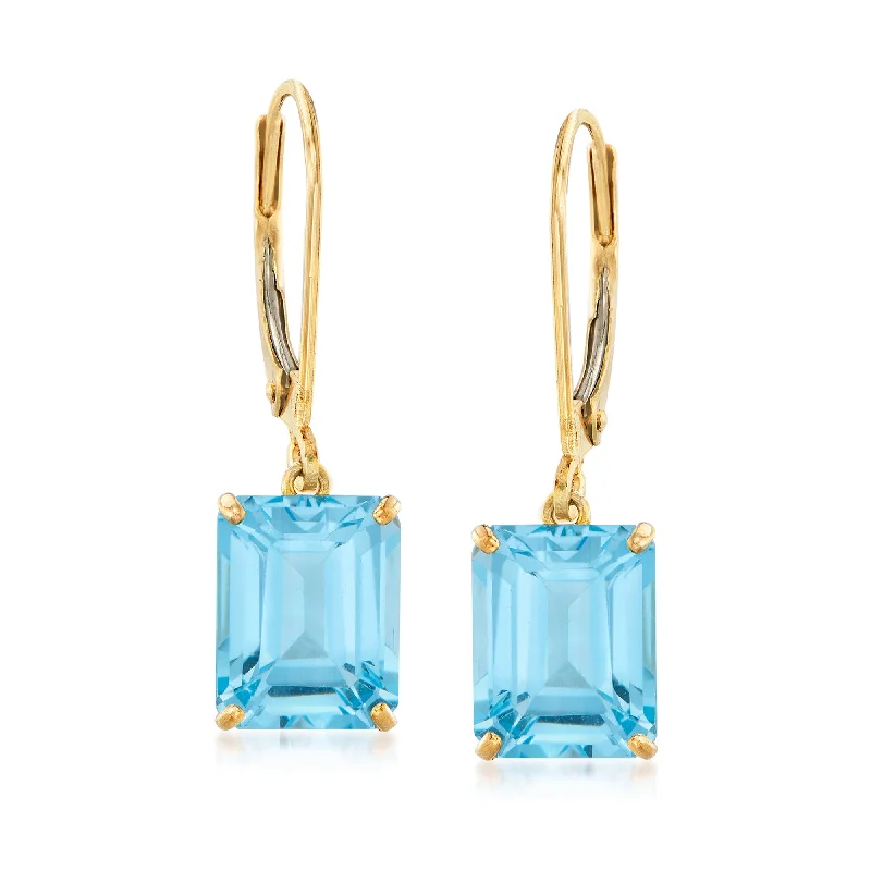 Drop Earrings for Office Wear -Ross-Simons Sky Blue Topaz Drop Earrings in 14kt Yellow Gold