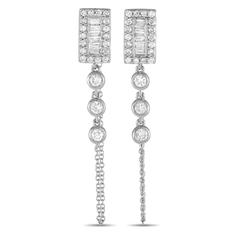 Drop Earrings for Prom Night -White Gold 0.60ct Diamond Dangle Earrings ER28565-W