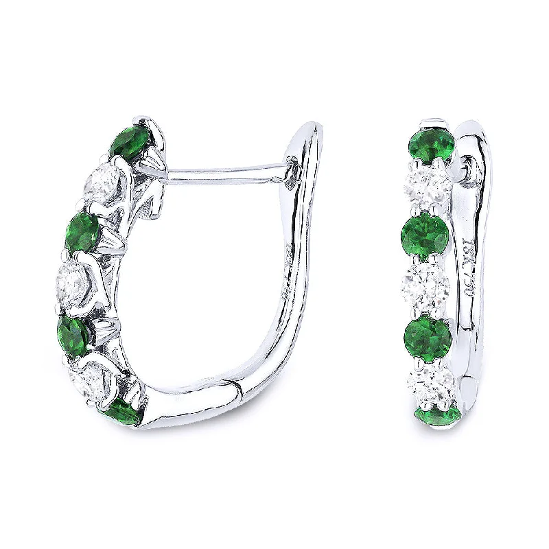 Gemstone Drop Earrings for Color -18" 0.36Ct Emerald Hoops Earrings In 14K White Gold