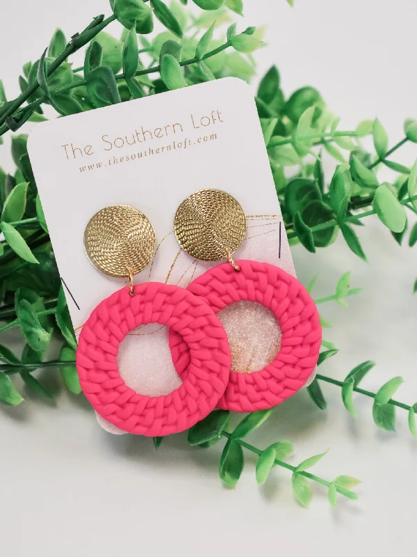 Hippie Drop Earrings with Beads -Basket Weave Circle Earrings