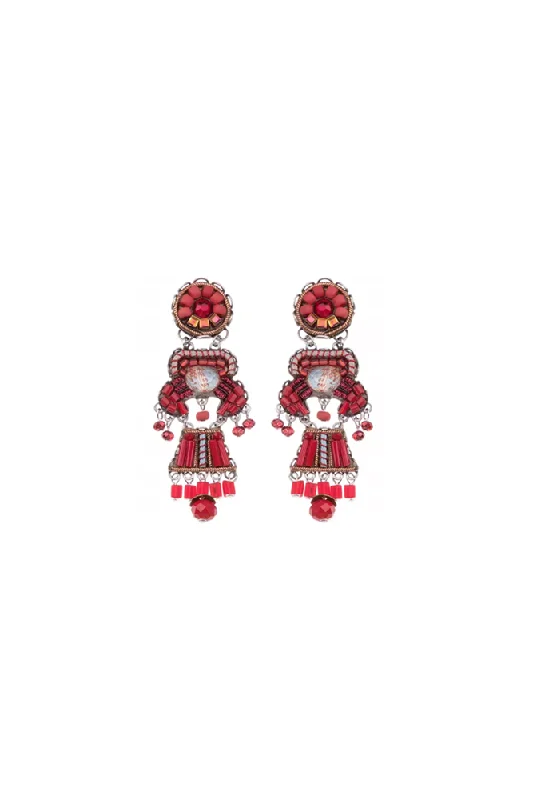 Nickel Free Drop Earrings for Safety -Roone Red Roses Earrings By Ayala Bar