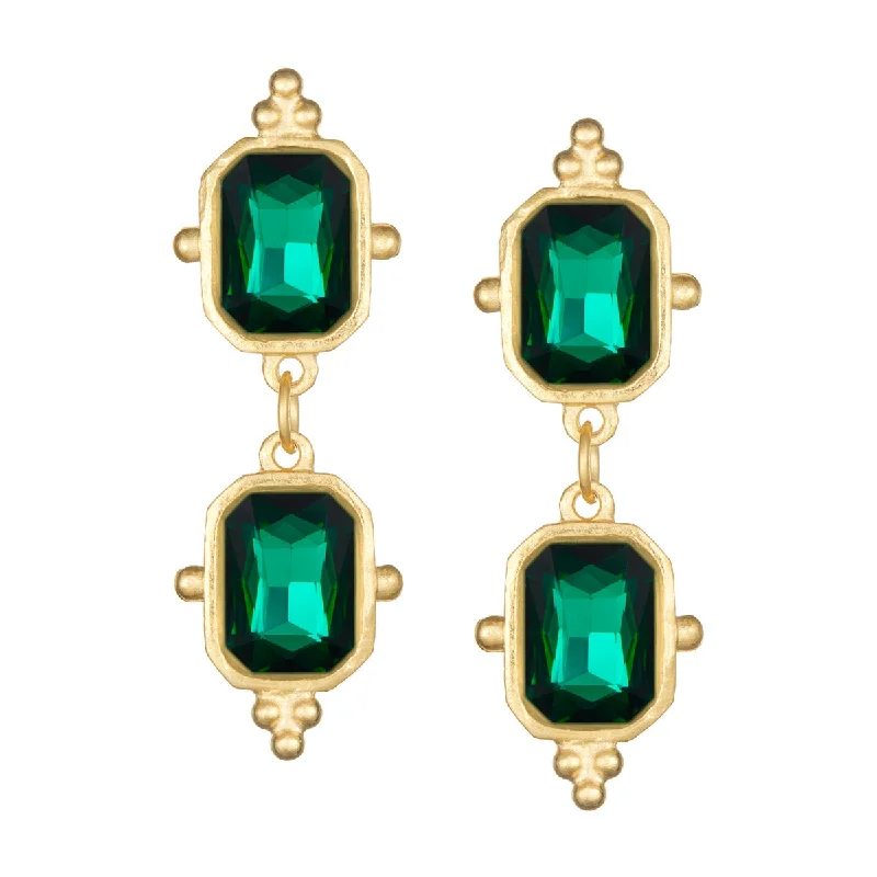 Large Drop Earrings for Statement -Susan Shaw Highball Earrings - Evergreen