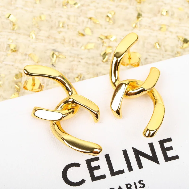 Square Drop Earrings for Modern -Celine Fashion Gold Personality C Interhanging Earrings EHA116