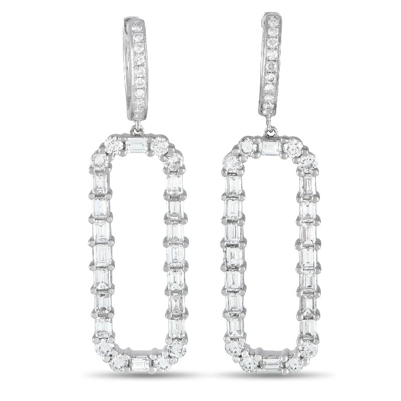 Drop Earrings for Evening Gown -White Gold 4.30ct Diamond Dangle Earrings AER-17009