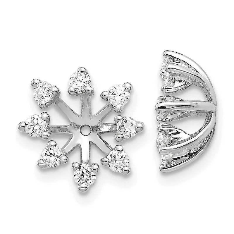 Drop Earrings for Festival Style -Curata 14k White Gold Diamond Earrings Jacket - 12x12mm Wide