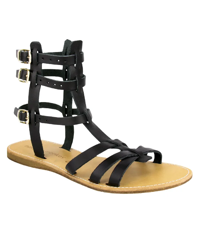 Summer sandals for women with simple design and flexible, comfortable fit-Argos Leather Sandals in Black