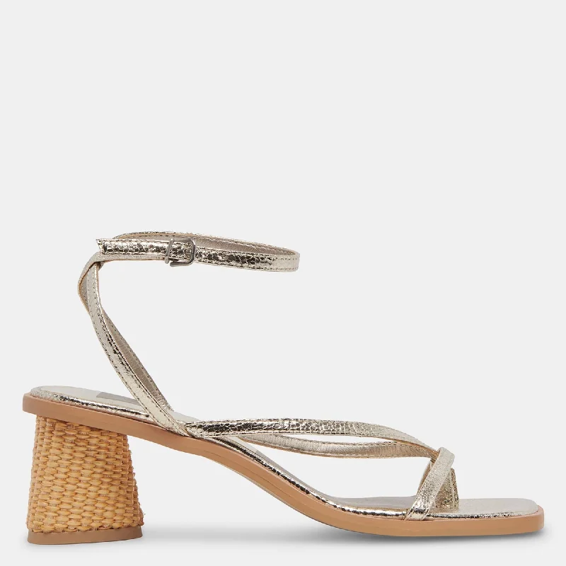 Stylish sandals for women with thick straps and chic buckle details for casual outfits-Banita Sandals Light Gold Crackled Stella