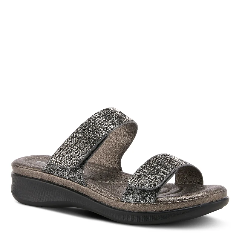 Stylish sandals for women with wide ankle straps and buckle detailing for fashionable look-FLEXUS BLING SLIDE SANDALS