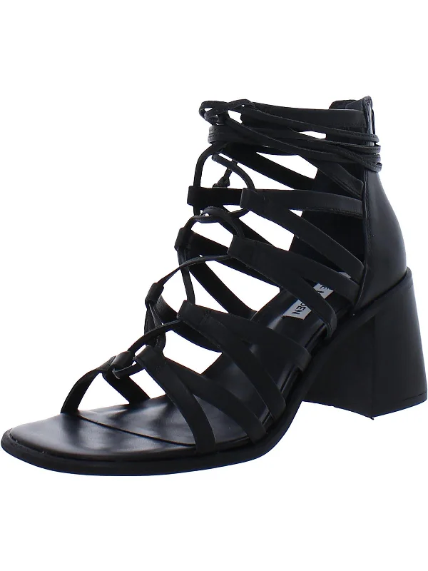 High-heeled sandals for women with satin finish and open-toe design for formal look-Cherri 30 Womens Leather Strappy Gladiator Sandals