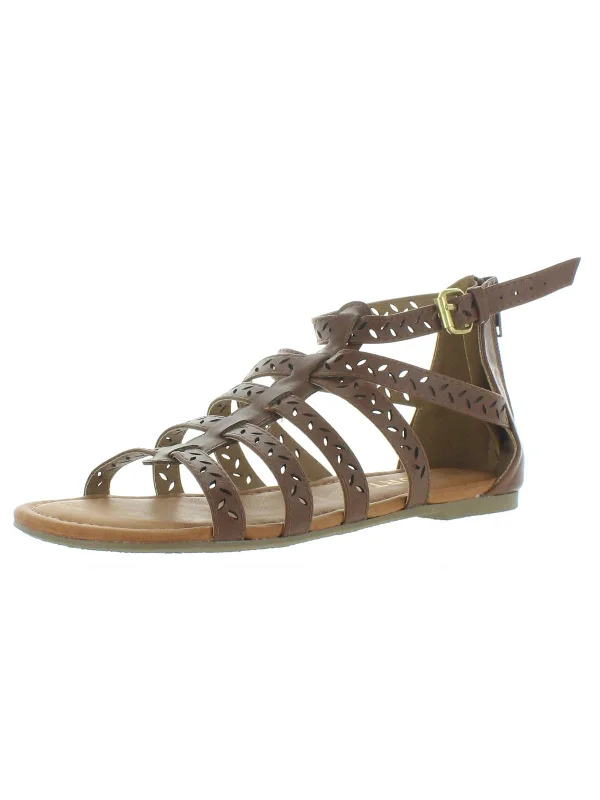 Comfortable sandals for women with memory foam footbed for all-day wear-Corvin Girls Strappy Flat Gladiator Sandals