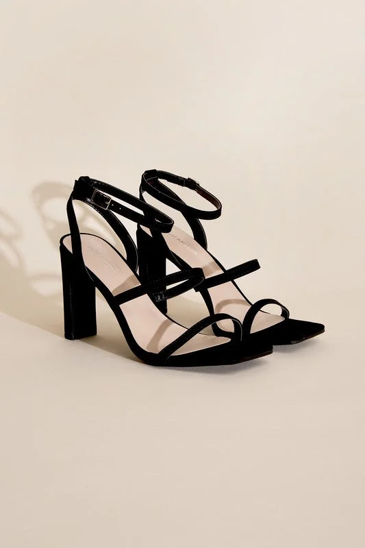 Stylish sandals for women with unique buckle details and flat design-DEVIN - ANKLE STRAP Elegant Heel Black Sandals For Women