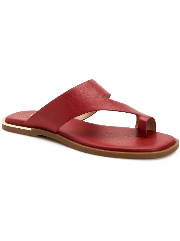 Fashionable sandals for women with fringe details and cushioned footbed for all-day wear-Freddee Womens Leather Toe-Ring Thong Sandals