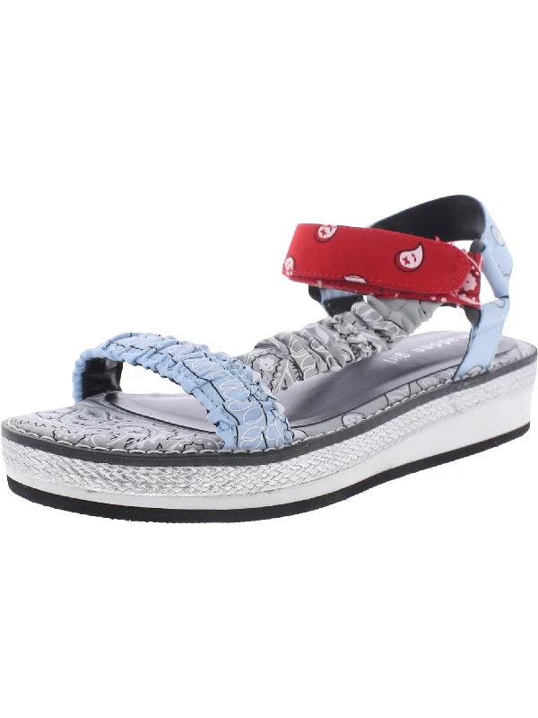 Comfortable sandals for men with elastic straps and cushioned footbed for support-Gigi Womens Embroidered Ankle Strap Flatform Sandals