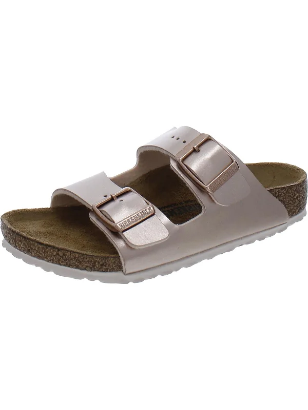 Stylish sandals for women with metallic accents and sleek, minimalist style-Girls Slip-On Cushioned Footbed Footbed Sandals