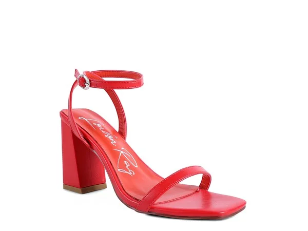 Beach sandals for men with quick-drying design and comfortable fit for vacations-La Muzza -  Red Block Heel Ankle Strap Sandals For women