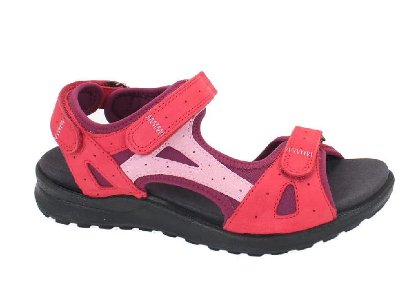 Comfortable sandals for women with foam footbed and velcro closure for ease-Legero Sandals Siris Red