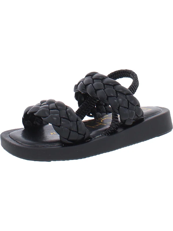 High-heeled sandals for women with wedge design and stylish straps-Lil Kenzi Girls Little Kid Braided Flatform Sandals