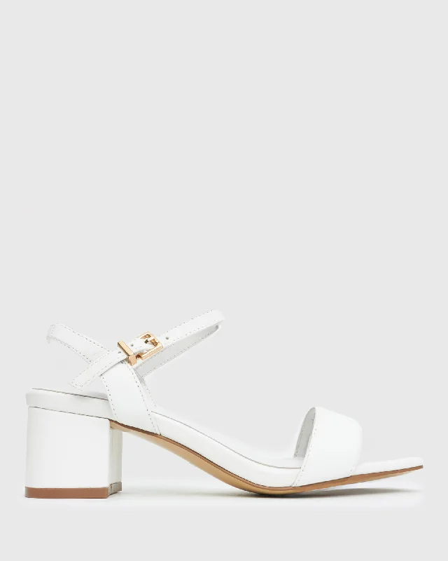 Elegant sandals for evening events with satin finish and embellished details-LIV Block Heel Leather Sandals