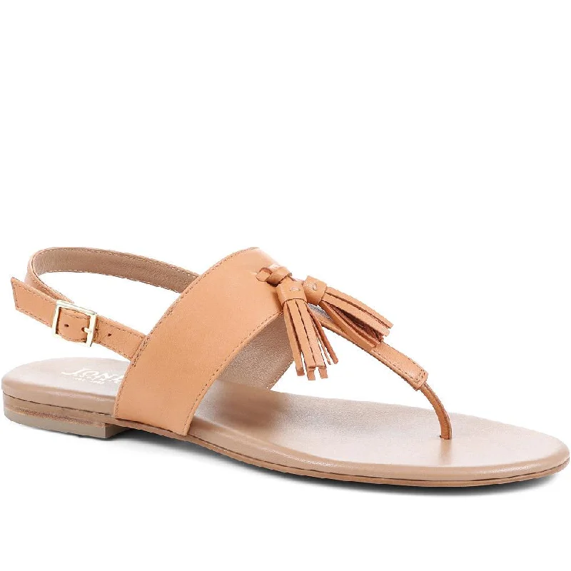 Stylish sandals for women with metallic accents and sleek, minimalist style-Lizabeth Leather Thong Sandals - LIZABETH / 323 350