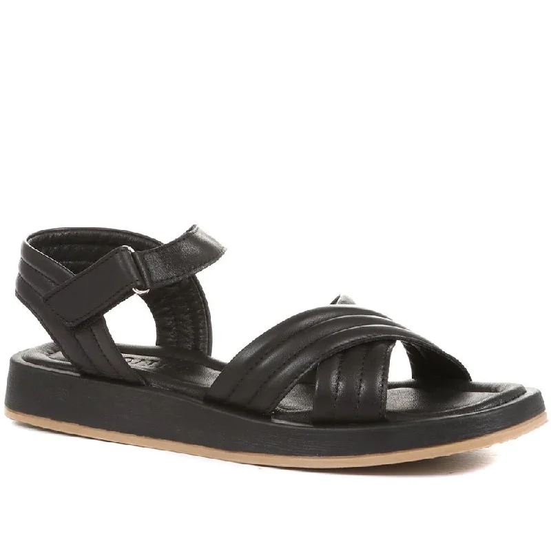 Comfortable sandals for women with padded straps and soft footbed for long wear-Maera Leather Platform Sandals - MAERA / 322 402