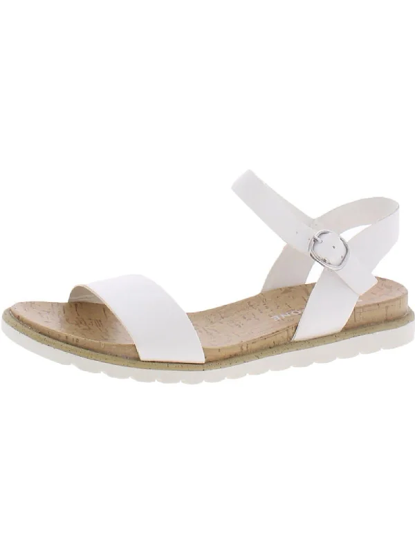 Casual sandals for women with wide straps and flat sole for relaxed fit-Mattie Womens Ankle Strap Open Toe Slingback Sandals