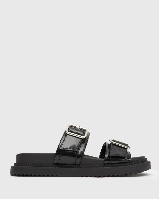 Waterproof sandals for men with durable straps and slip-resistant soles-MIDTOWN Feature Buckle Footbed Sandals