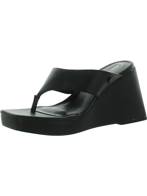 Waterproof sandals for women with durable straps and slip-resistant soles-Moira Womens Wedge Thong Platform Sandals