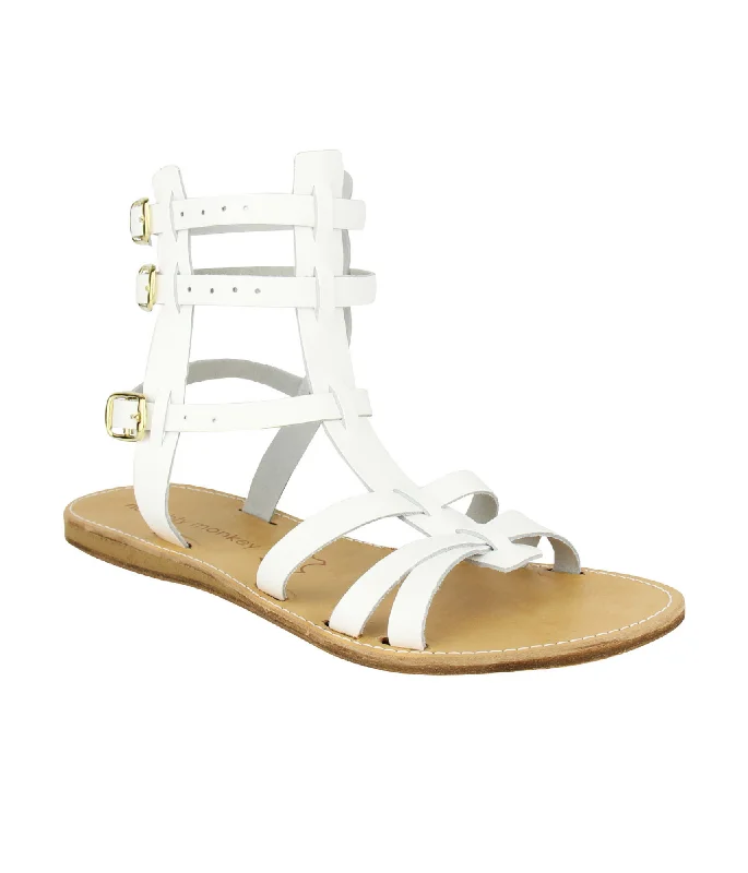 High-heeled sandals for women with platform design and stylish open-toe feature-Argos Leather Sandals in White