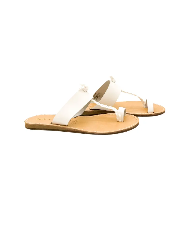 Comfortable sandals for women with elastic straps and lightweight construction for ease-Thess Leather Sandals in White