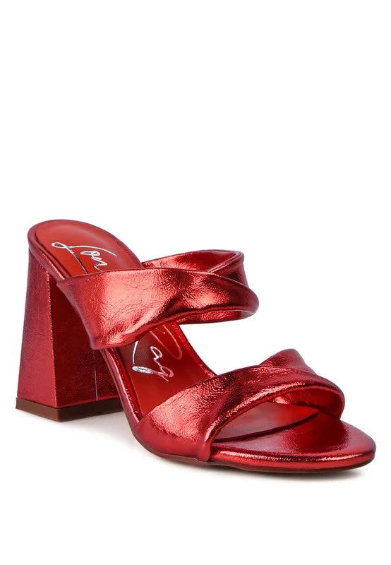 Fashionable sandals for women with animal print and chic buckle accents-Red MESS  -  Red HIGH HEELED BLOCK SANDALs for women