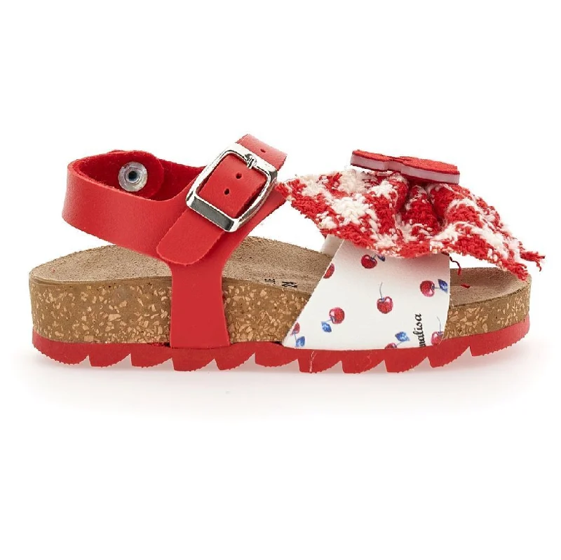 Trendy sandals for women with gladiator style and buckle details for flair-Red & White Sandals