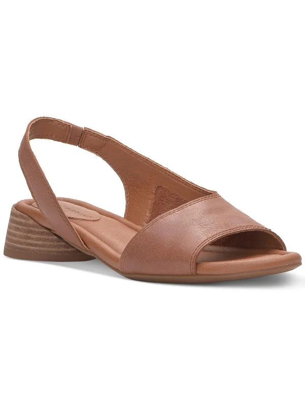 Casual sandals for women with flat soles and adjustable straps for easy wear-Rimma Womens Leather Peep-Toe Slingback Sandals