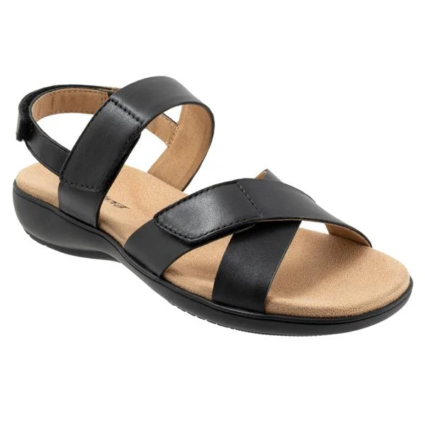 Casual sandals for women with cork footbed and supportive straps for comfort-River Black Sandals