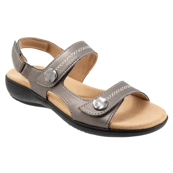 Fashionable sandals for women with animal print and chic buckle accents-Romi Stitch Pewter Sandals