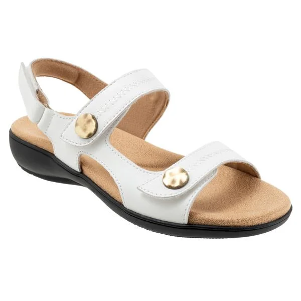 Comfortable sandals for women with elastic straps and lightweight construction for ease-Romi Stitch White Sandals