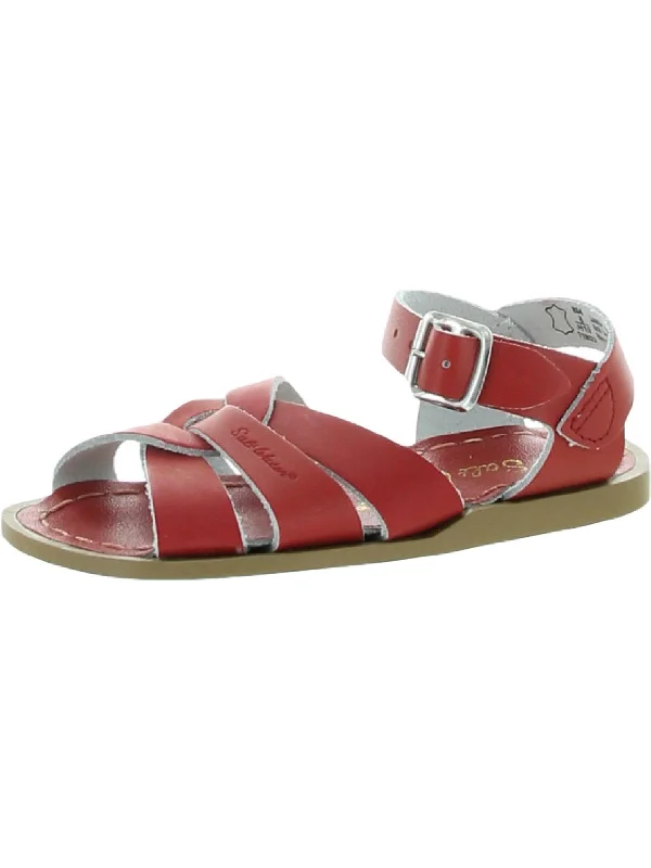 Fashionable sandals for women with ankle straps and chic metallic finishes-Salt Water Girls Toddler Leather Strap Sandals