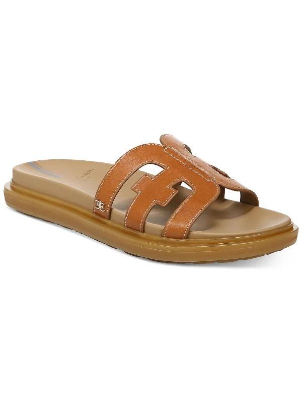 Stylish sandals for women with unique buckle details and flat design-Valeri Womens Slip On Slide Sandals