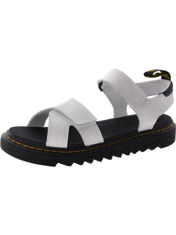 Casual sandals for women with thong design and padded footbed for everyday comfort-Vossie J Girls Leather Ankle Strap Flatform Sandals