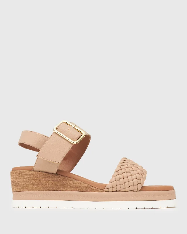 Casual sandals for women with bohemian-style straps and flat sole for comfort-PRE-ORDER Wider Fit KENZIE Vegan Low Wedge Sandals