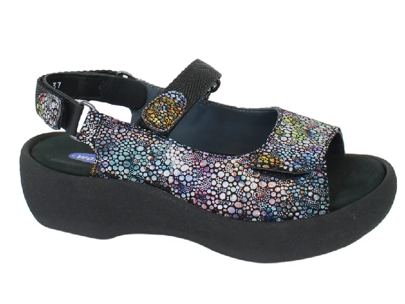 Comfortable sandals for women with cross-over straps and padded footbed for support-Wolky Sandals Jewel Black Multi