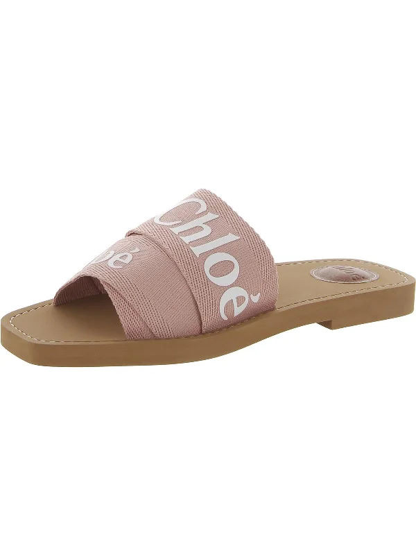 Casual sandals for women with thong design and padded footbed for everyday comfort-Woody Womens Logo Slip On Slide Sandals