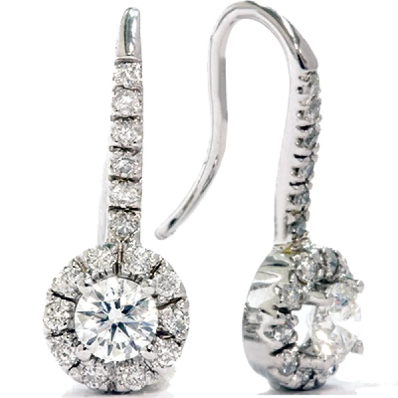 Hoop earrings with leather accents for a sleek and bold combination-1 1/20ct Pave Halo Diamond Earrings White Gold