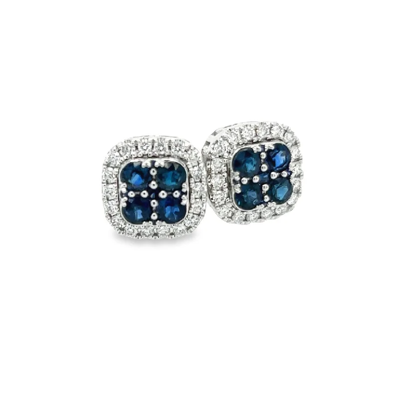 Best hoop earrings with lever-back closures for secure and easy wear-10K White Gold Blue Sapphire & Diamond Earrings