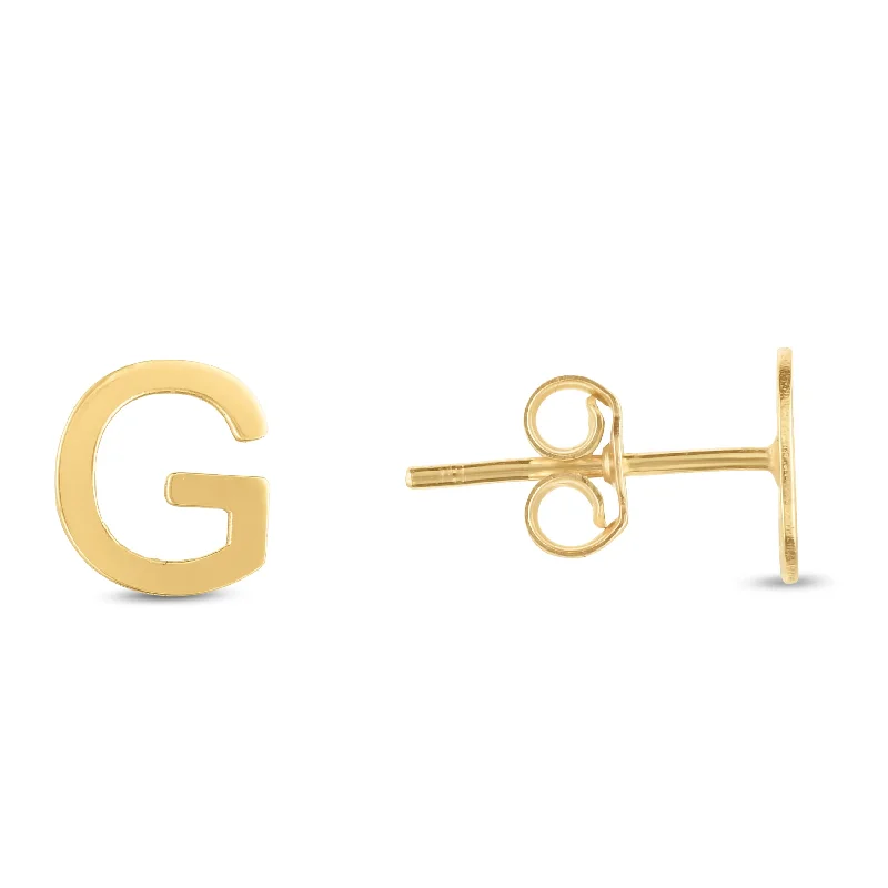 Hoop earrings with multi-tone finishes for a colorful and layered effect-14K Gold Initial G Stud Earring