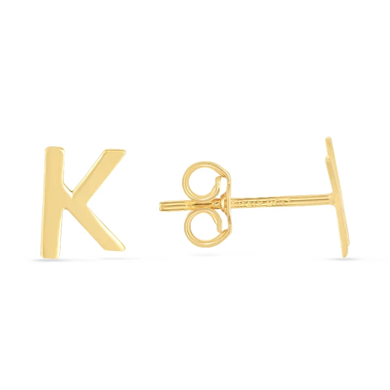 Best hoop earrings with tribal designs for a cultural and exotic aesthetic-14K Gold Initial K Stud Earring