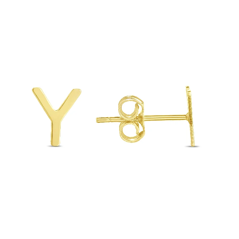 Best hoop earrings with oval shapes for a unique and elongated design-14K Gold Initial Y Stud Earring